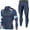 New Camo Dark Blue, variant on Men's Running Fitness Cooling Sportswear Camo Compression Long Sleeved Shirt + Pants Sets