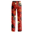 thumbnail image 5 of Womens Halloween Pajamas Funny Pumpkin Print Wide Leg Pajama For Women Halloween Elastic Waist Comfy Lounge Pants, 5 of 9