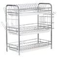 thumbnail image 1 of 3-Tier Rustproof Dish Drying Rack Carbon Steel Dish Rack Multifunctional Organizer Dish Drainer with Drainboard Hooks Utensil Holder, 1 of 8