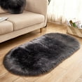 thumbnail image 2 of Ztoonmas 31.5" X 19.7" Gray Oval Non-Slip Faux Sheepskin Area Rug, Shaggy Ultra-Soft Rug, Pack of 1 for Living Room or Bedroom Interior Scene (Dark Gray), 2 of 5