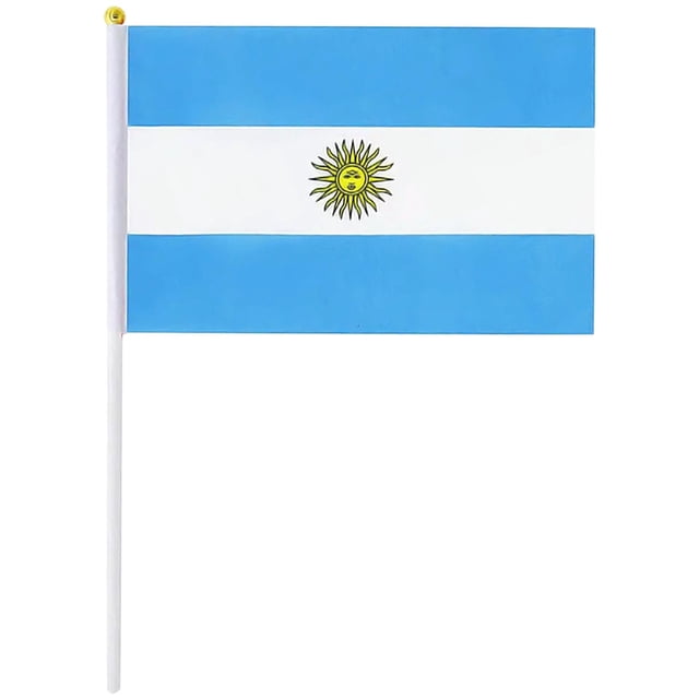 Mini Bandera Día de la Soberanía ARminiFlag 75Pzas Argentina 14x21cm Tela Poliéster Asta Plástico.