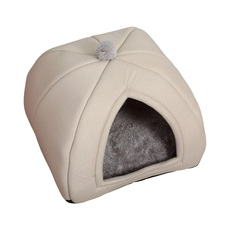 2Pcs Soft Cave Pet Bed Dog Tent Removable Washable Pad Nonslip Bottom Cozy Decorative Nest Cushion Blanket Cat Warm House for Kitty Rabbit Gray Medium Brown Large Walmart