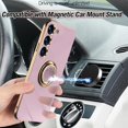 thumbnail image 5 of Case for Samsung Galaxy S23 Ultra Ring Holder Case Shiny Plating Rose Gold Edge with 360 Degree Rotation Kickstand for Women Girls Slim Soft Flexible TPU Protective Cover Case, 6.8 Inch, White, 5 of 8