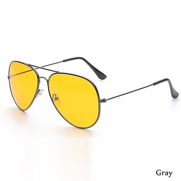 Summer Simple Retro Yellow Lens Metal Frame Sunglasses Men And