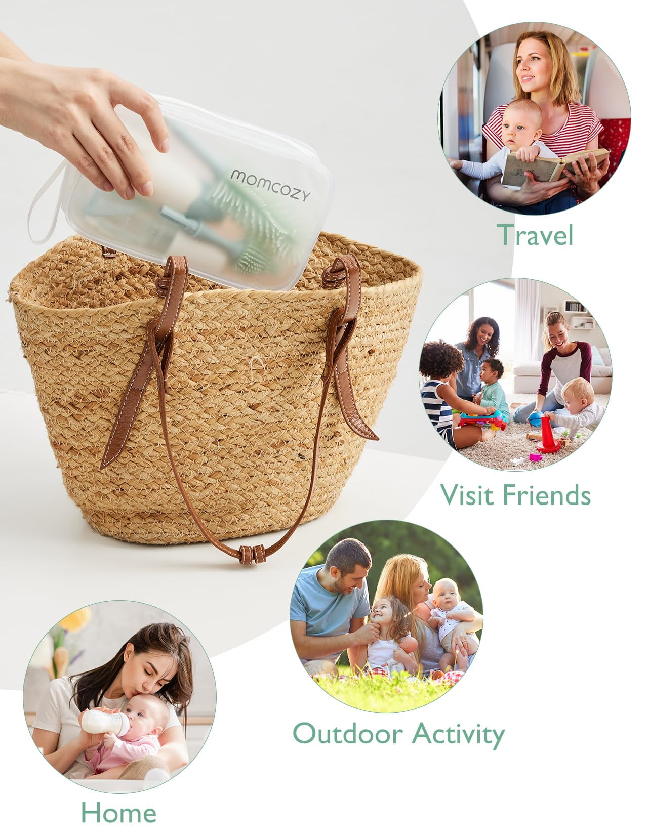 Momcozy Portable Bottle Brush Set - Baby Bottle Cleaner Kit and Momcozy KleanPal Pro Baby Bottle Washer, Sterilizer & Dryer - All-in-One Cleaning Machine for Bottles