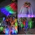 thumbnail image 5 of Solar Meteor Shower Rain Lights Outdoor, Waterproof Meteor Lights 8 Tubes 144 LED, Falling Raindrop Fairy String Lights for Tree Holiday Porch Yard Patio Roof Party Christmas Decoration ,Multicolor, 5 of 15