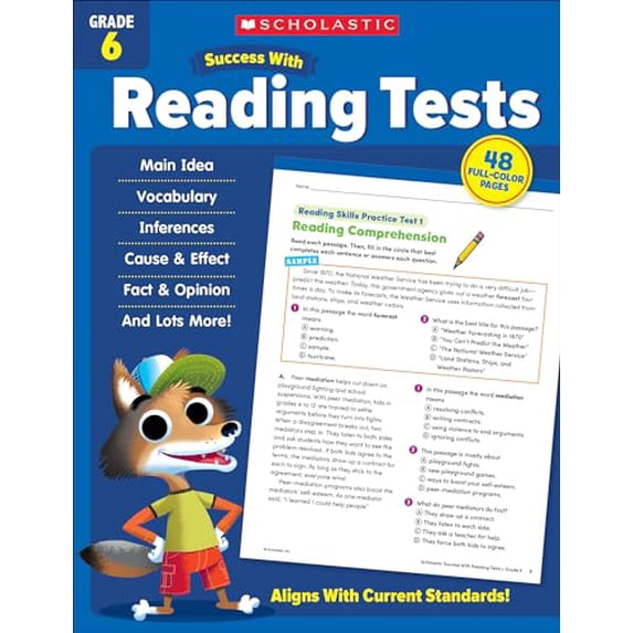 Pre-Owned Scholastic Success with Reading Tests Grade 6 Workbook (Paperback) 1338798677 9781338798678