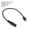 thumbnail image 2 of Unique Bargains 7.9' Micro USB to DC Extension Cable Male to Female Extension Power Cords for Fans LED Strips Black 2 Pack, 2 of 4