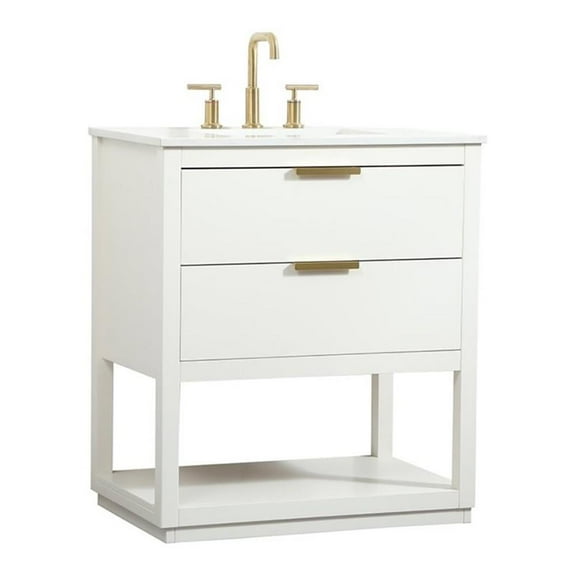 30 inch single bathroom vanity in white