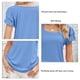 thumbnail image 3 of Camiseta informal de Color puro de verano con mangas cortas y capas dobles holgadas para mujer, 3 of 8