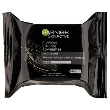 25 ct., Garnier SkinActive Clean  Charcoal Oil-Free Makeup Remover Wipes