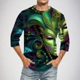thumbnail image 2 of Xixinqiwan Men Tops Mardi Gras Mask Beads Shirts,Mask Graphic Print Casual Seven Sleeves T Shirt Tops Carnival Party Costume, 2 of 6