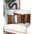 thumbnail image 2 of Brown White Stripe Pillow Covers King Size, Modern Rustic Vertical Striped Soft Bed Throw Pillowcases Breathable Cooling Long Lumbar Body Pillow Sham Cover for Bed Sofa 20''x40'', 2 of 7