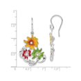thumbnail image 3 of Sterling Silver Red, Green and Yellow Enamel Flower Dangle Earrings, 3 of 4