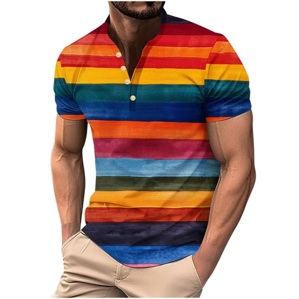 Mens Manga Corta Botón Abajo Camisas, Botón de Impresión Casual Cuello Redondo Blusa Hecha de 95% Poliéster 5% Spandex para Todo el Uso de Temporada, Bajo las Camisas para Hombres
