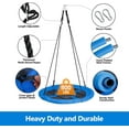 thumbnail image 2 of HYYOP  40 Inch Tree Swing, Outdoor Kids Flying Saucer Swing, 800lbs Weight Capacity Waterproof Textilene Fabric Durable Steel Frame with Adjustable Hanging Ropes for Playground, Backyard, Blue, 2 of 7