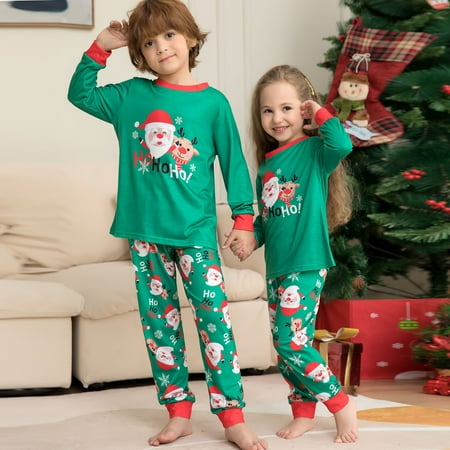 

Parent-child Family Set Home Printed PAJAMAS Two-piece Set