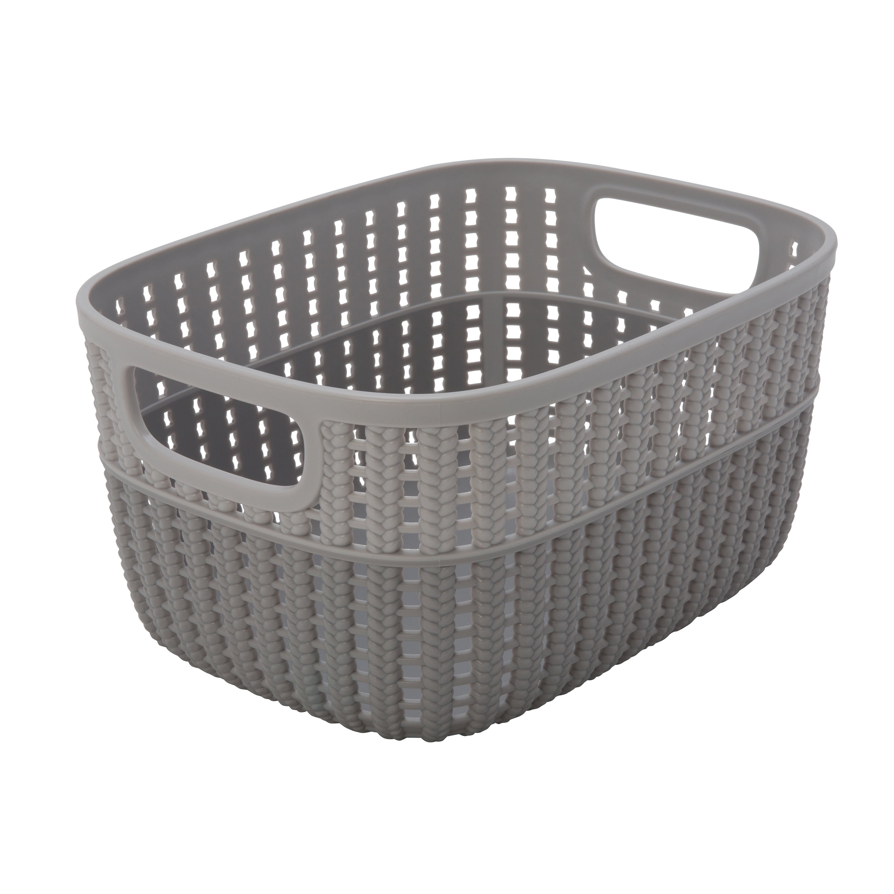 Simplify 2Tone Decorative Small Storage Basket In Grey (Dims 9.4"X 7