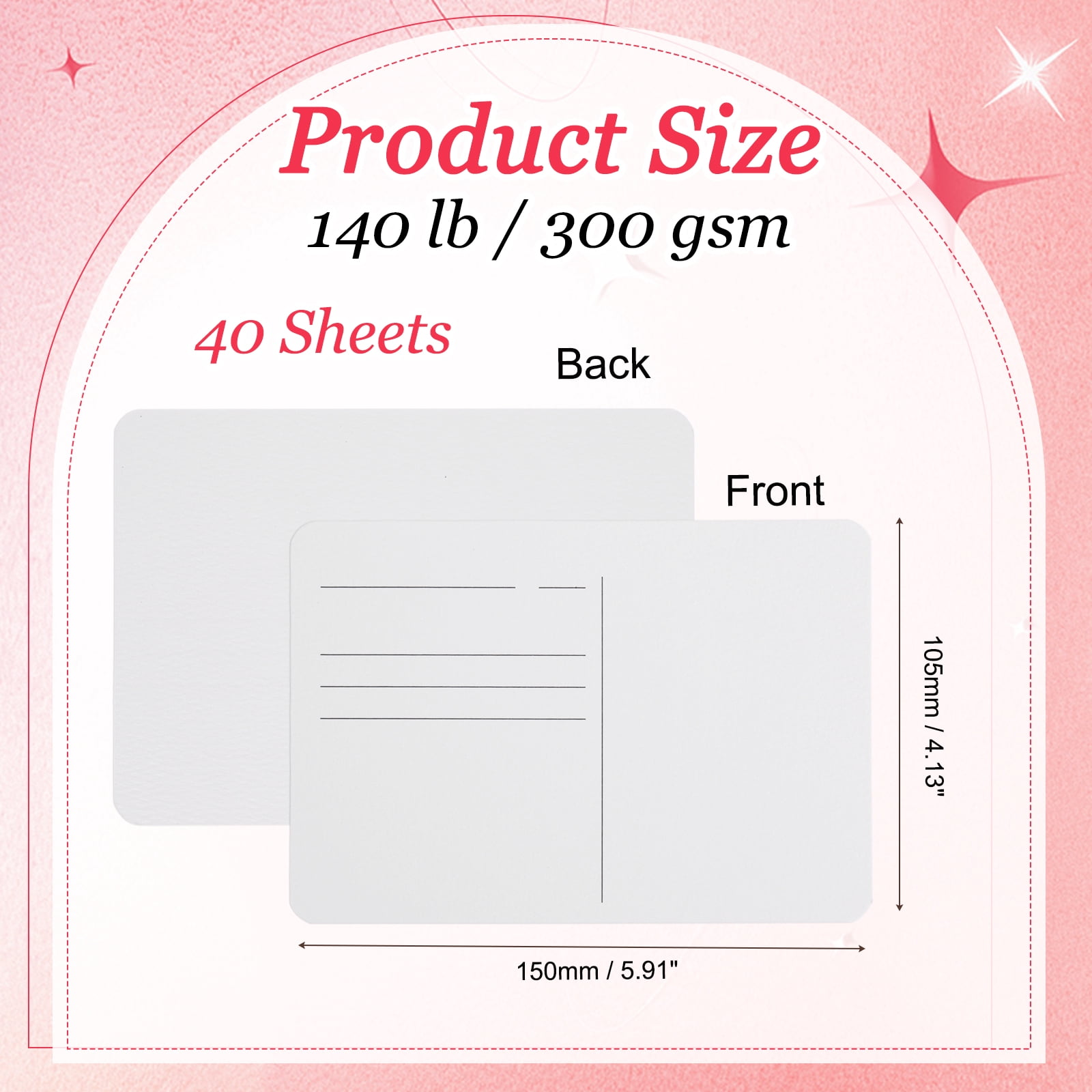 Uxcell 40 Sheets Watercolor Postcards, 100% Cotton 4"x6" Watercolor Paper Blank Postcards W Blue Cap White Waistband Hot Pressed for Mailing Painting Invitations Cards(140lb/300gsm), Blue