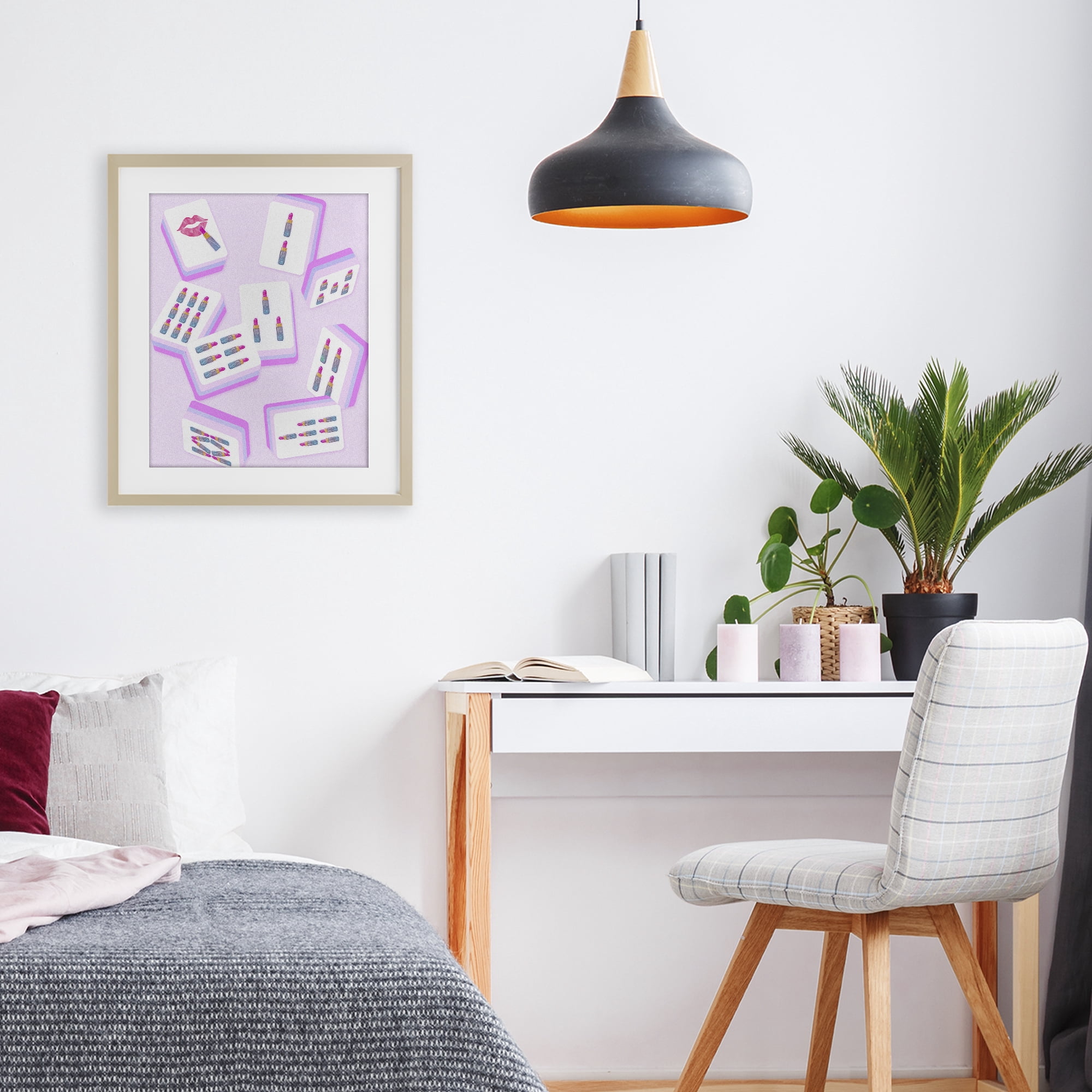 Stupell Industries Glam Lipstick Mahjong Tiles Birch Framed Print Under Glass, design by Ziwei Li