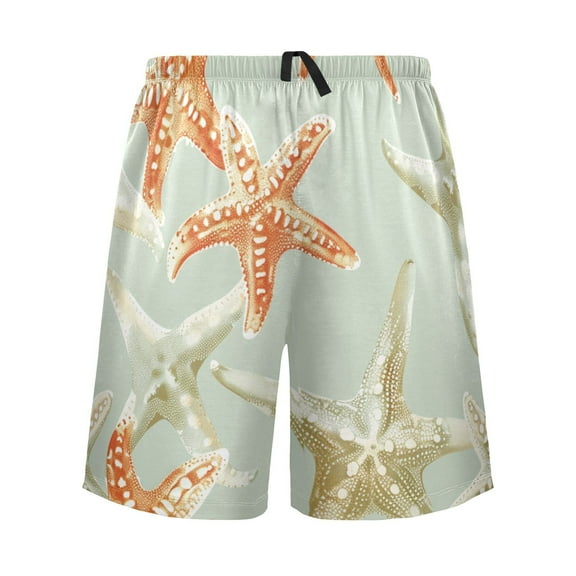 joogoo Mens Swim Trunks Retro Starfish Beach Shorts Drawstring Elastic Waist Swimwear Bathing Suits L