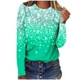 thumbnail image 2 of Jsaierl Hauts à Manches Longues pour Femmes Automne Col Rond T-Shirts Mode Paillettes Graphique Chandail Ample Décontracté Sortie Blouses 2024 Hauts de Fête Brillants, 2 of 4