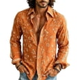 thumbnail image 2 of Fsmtpdam Long Sleeve Shirts for Men Hawaiian Button Down Collared Retro Floral Print Tops Boho Lightweight Beach Vacation Vintage Shirt, 2 of 5