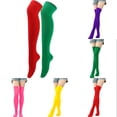 thumbnail image 5 of Chiristmas Women Stocking Candy Color Long Socks Warm Thigh High Overknee Decor Light purple YIWEI, 5 of 11