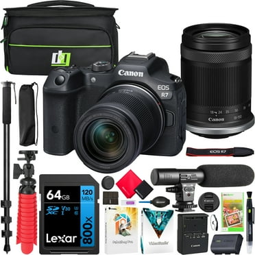 Canon EOS R7 Mirrorless Camera Body with RF-S 18-150mm F3.5-6.3 IS STM Lens 5137C009 Bundle with Deco Gear Photography Bag   Microphone   Monopod   Software & Accessories Kit