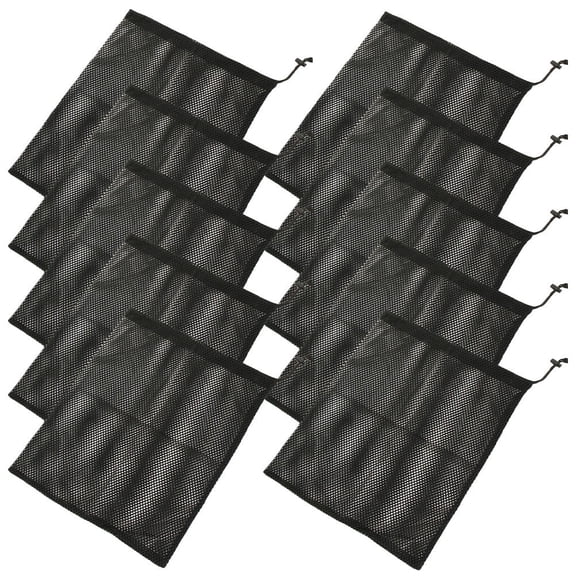 Amosfun 10Pcs Polyester Mesh Laundry Bag Breathable Drawstring Bag for Home Use