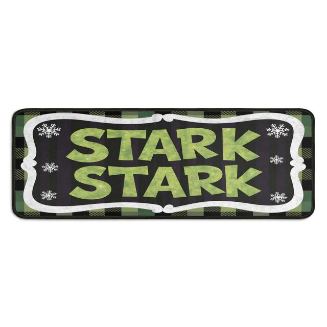 Kitchen Rug and Mat Set of 2 Absobent Christmas Kitchen Mats for Floor,Merry Christmas Stark Green Plaid Kitchen Rugs and Mats for Bathroom,Room Bedroom (47x17+30x17 Inches)