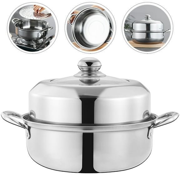 AURARMLET Large Capacity Kitchen Steamer Silver for Food Steaming Daily Use 1Pack