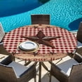 thumbnail image 6 of Country Star Farm Round Tablecloth, Fitted Table Cover with Elastic for 36"-44" Round Tables, Farmhouse Plaid Texas Vintage Fruit Table Cloth Outdoor Indoor Dinning Party Waterproof Tablecloths, 6 of 7
