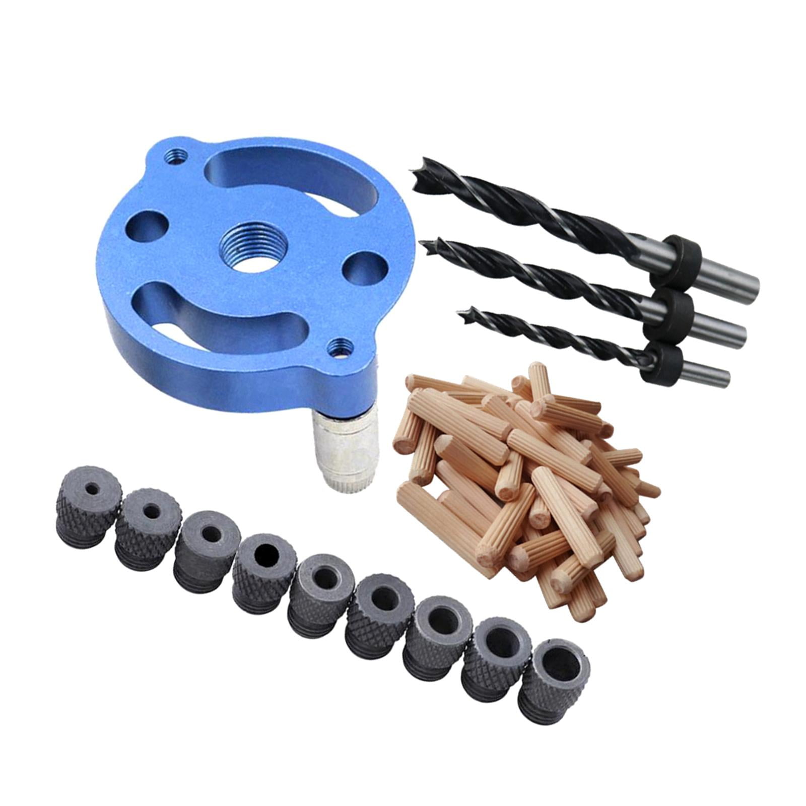 Nishiyuenyi Dowel Drill Guide Kit 3 Hole Guide Jig Easily Carry and Use Perforating Anodized Blue