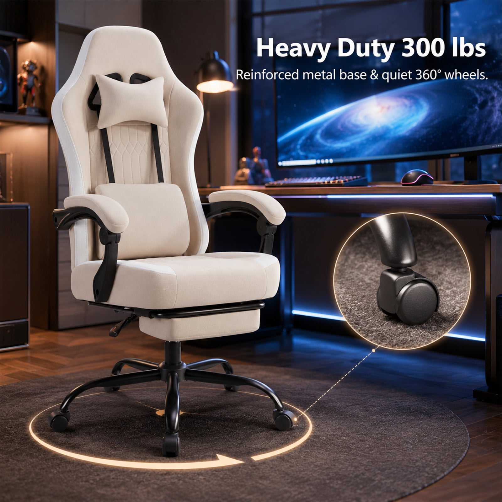 Alvantor Gaming Chair, Computer Office Chair with Linkage Armrests and Footrest, High Back Ergonomic Computer Chair with Lumbar Support Task Chair with Footrest