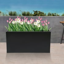 ToppiJoy Rectangular Metal Planter Box, Galvanized Steel Large Box Planter Outdoor Tall Planters for Porch Patio Garden 36*12*20in