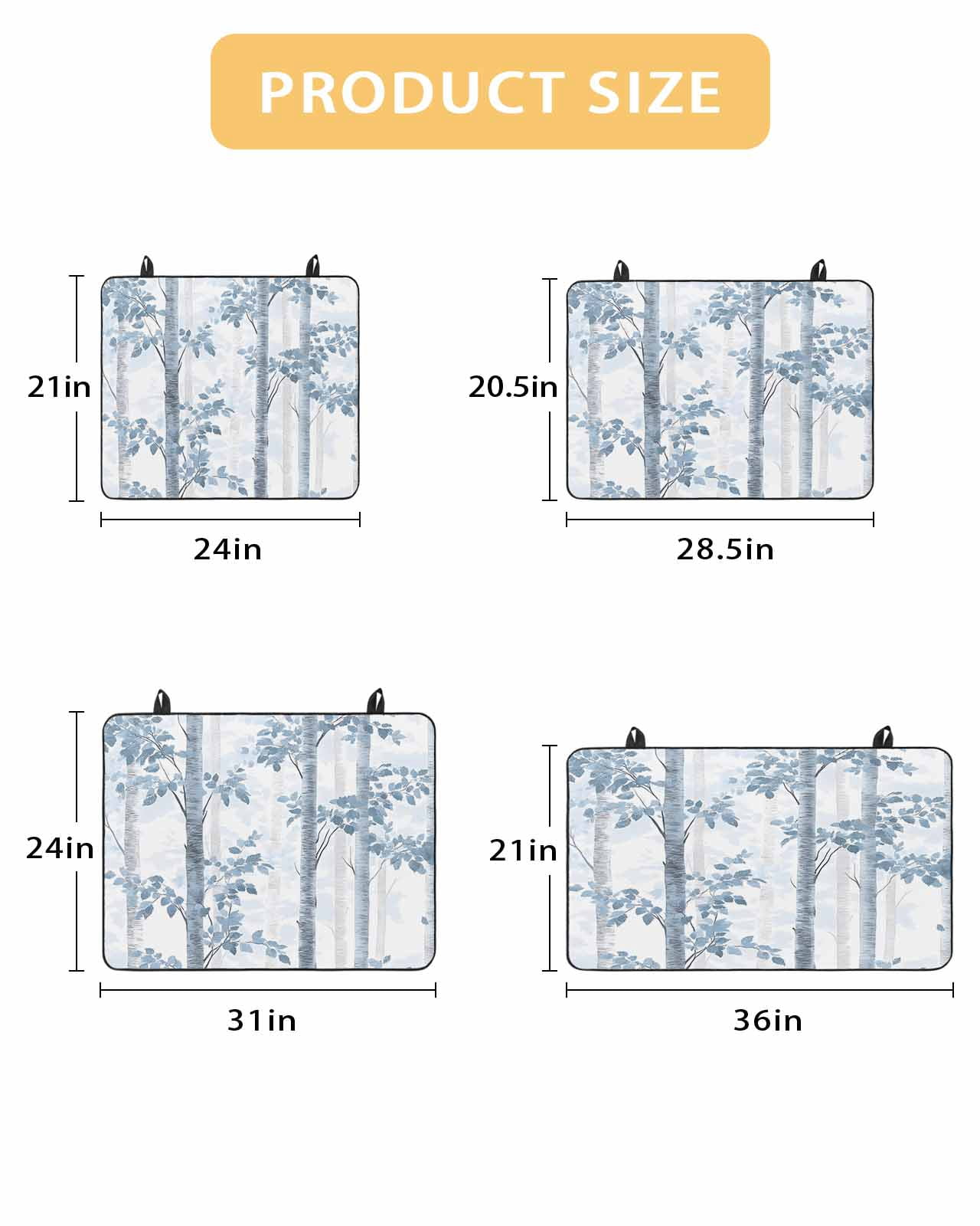 nqOlkjepod Large Induction Cooktop Protector Mat 36"x21", Blue Gray Forest Stove Top Covers for Electric Stove, Watercolor Tree Blue Leaves Decorative Stove Burner Cover Mats, Glass Top Stove Cover