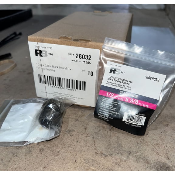 (10) 1/2 x 3/8" MIPx FIP - Black Iron Bushing - MODEL 71405 -Malleable Iron