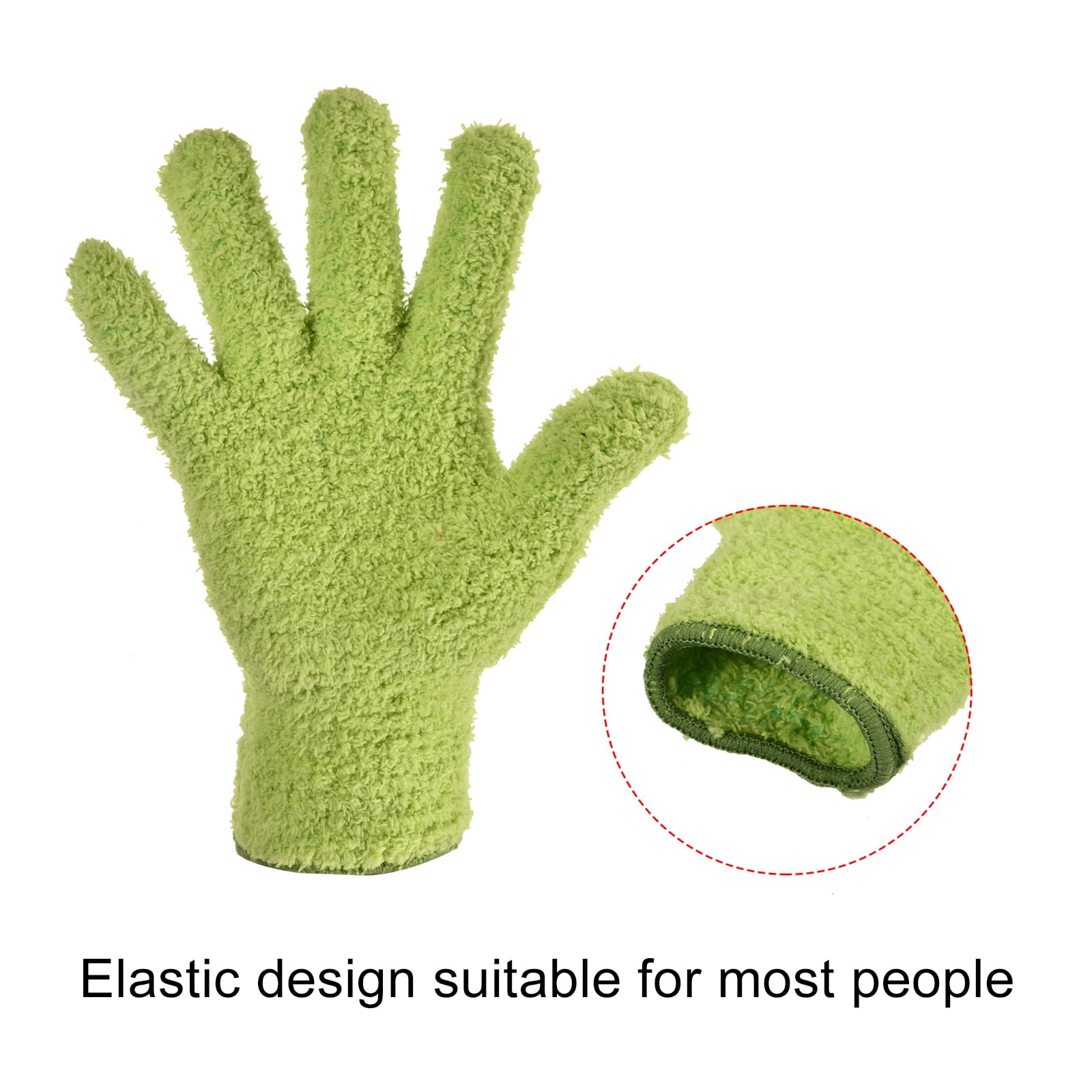 Unique Bargains Dusting Cleaning Gloves Microfiber Mittens Set Green