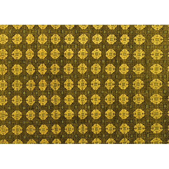 Ahgly Company Machine Washable Indoor Rectangle Abstract Yellow Modern Area Rugs, 2' x 4'