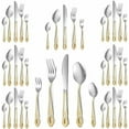 thumbnail image 5 of 40 Pcs Gold and Silver Flatware 18/10 Stainless Steel Flatware Set for 8 Fork and Spoon Silverware Set Gold Silver Utensils for Wedding Family Gatherings Hotel, Dishwasher Safe, 5 of 7