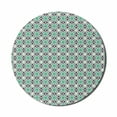 thumbnail image 1 of Abstract Mouse Pad for Computers, Continuous Star Shapes Diagonal Squares Tricolor Tones Pattern, Round Non-Slip Thick Rubber Modern Gaming Mousepad, 8" Round, Dark Indigo and Sea Green, by Ambesonne, 1 of 2