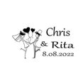 thumbnail image 1 of Etiqueta rectangular personalizada, pegatina de boda, transparente, con logotipo personalizado, nombre personalizado y etiqueta de vela, 100, 1 of 4