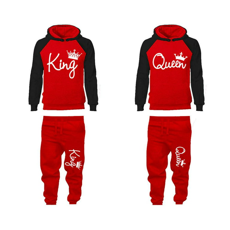 King and Queen Couple Matching Hoodie & Jogger Pants Set