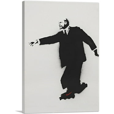 ARTCANVAS Lenin on Roller Skates Canvas Art Print by Banksy - Size: 26" x 18" (0.75" Deep)