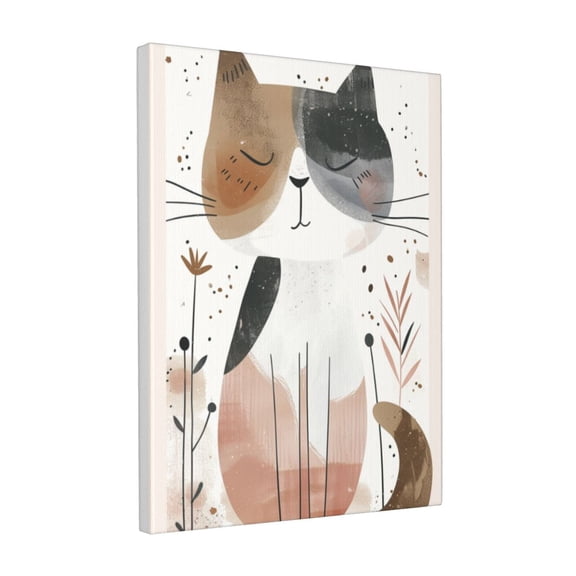 12x16 inch Canvas Frameless Picture Sleeping Cat Illustration,Family Bathroom,Cafes,Kitchen,Man Cave Painting Wall Art Decor Poster,Funny Sleeping Cat Decorative Paintings,For Yard,Cafes,Bar