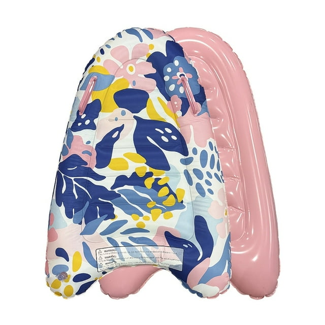 Bamboohart 1pc Inflatable Surfboard with Handle - Lightweight Portable Swim Board for Beginners Durable PVC Material Vibrant Colors (Blue Pink Yellow) - Perfect for Pool Parties Beac