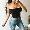 thumbnail image 2 of Sexy Women Off Shoulder Crop Tops Elastic Strapless Bandeau Tube Tops Shirt, 2 of 3