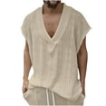 thumbnail image 2 of ZRGHAOYLQ Oversized Knit Sweater Vest Men Cable Knitted Pullover Loose V Neck Vests Casual Cap Sleeve Jumper Tops Comfy Soft Sweaters with Ribbed Edge, 2 of 8