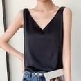 thumbnail image 4 of Womens Silk Satin Tank Top V Neck Loose Casual Cami Sleeveless Camisole Blouses Summer Basic Shirt Vest M-3XL (XX-Large, Black), 4 of 5